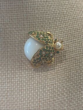 Vintage Hattie Carnegie Signed Ladybug Beetle Brooch